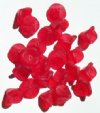 25 9mm Transparent Matte Red Three Petal Flower Drop Beads